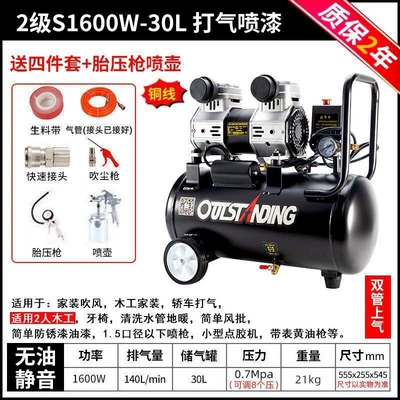 Hava kompressorları: compressor Otus oil-free silent - s1600w-30l-copper-air-powered-spray-paint