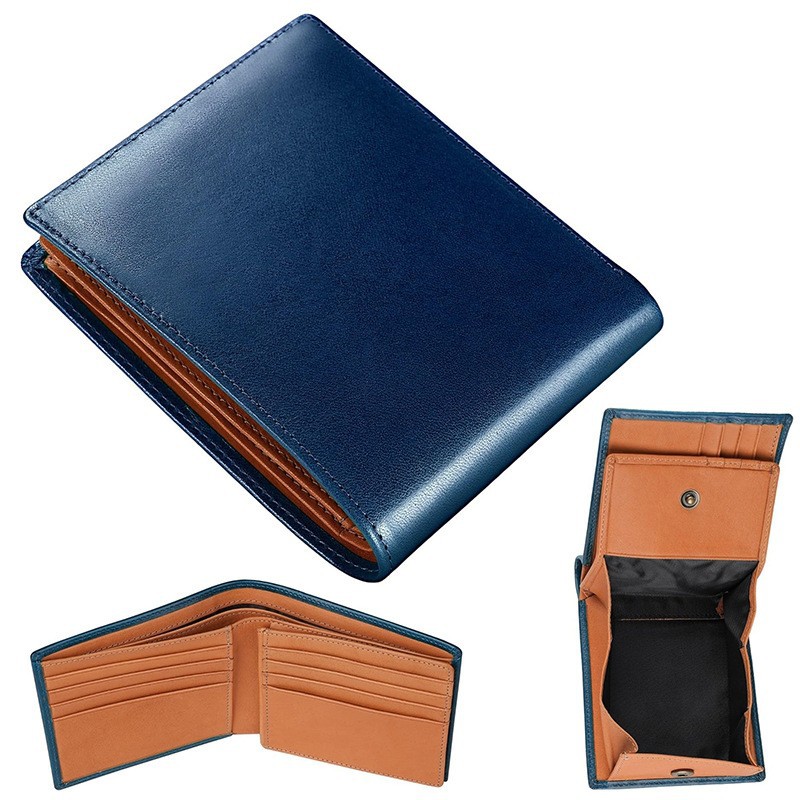 Amazon estilo japonés Lotte bolso de madera para hombres doblado en dos por ciento con bolso de cambio bolso de cuero de negocios para hombres