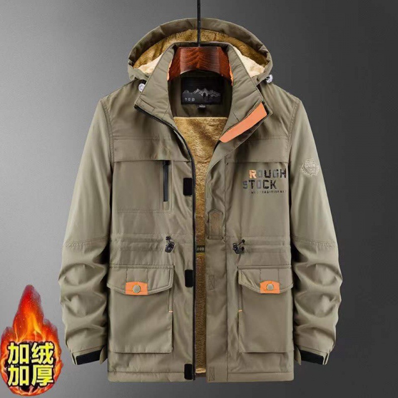Invierno de algodón grueso chaqueta de hombre a prueba de viento impermeable traje de montaña chaqueta de asalto de hombre chaqueta de bolsillo grande