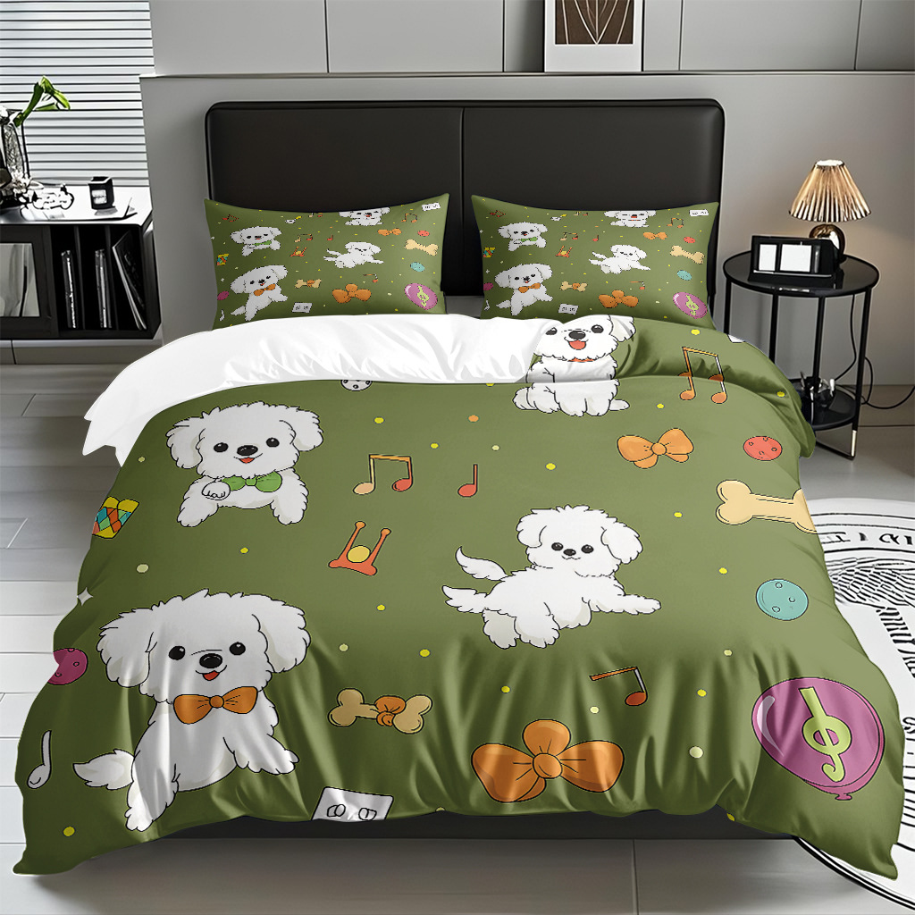 Fábrica directa para textiles caseros moles lindos cachorros impresión digital colcha colcha TEMU / JIT