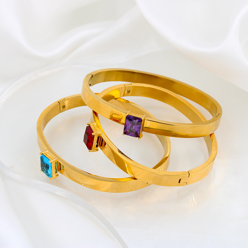 Fashion Geometric Stainless Steel Plating Zircon Bangle 1 Piece