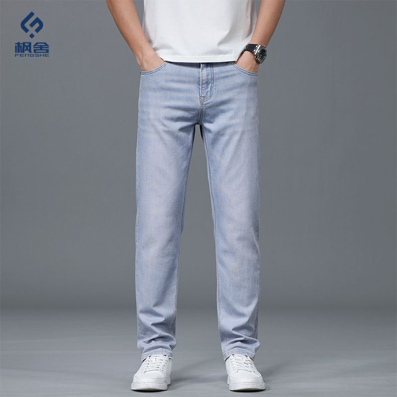 Popular Men's Clothing / 2026 Spring/Summer New Thin Tencel Fabric Jeans Slim Straight Stretchy Long Pants