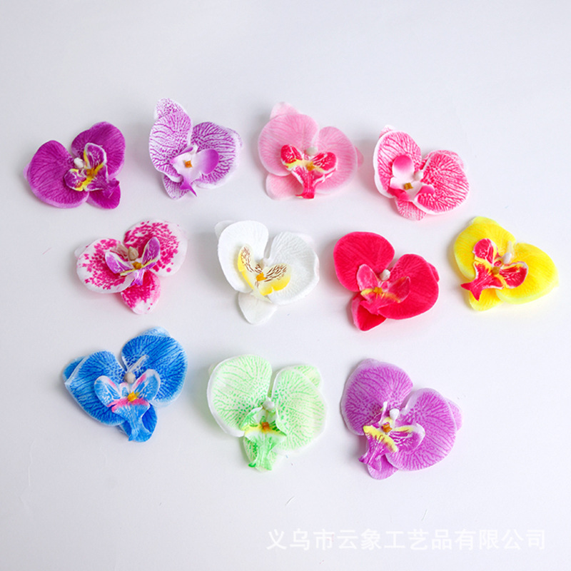 8cm artificial flower Phalaenopsis flower head silk printing silk flower row wedding bonsai flower arrangement decoration fake flower factory wholesale
