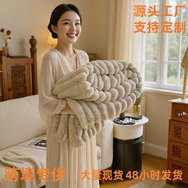 空调毯夏季抽条法兰绒毛毯午睡批发毯办公室沙发毯子小午休盖毯