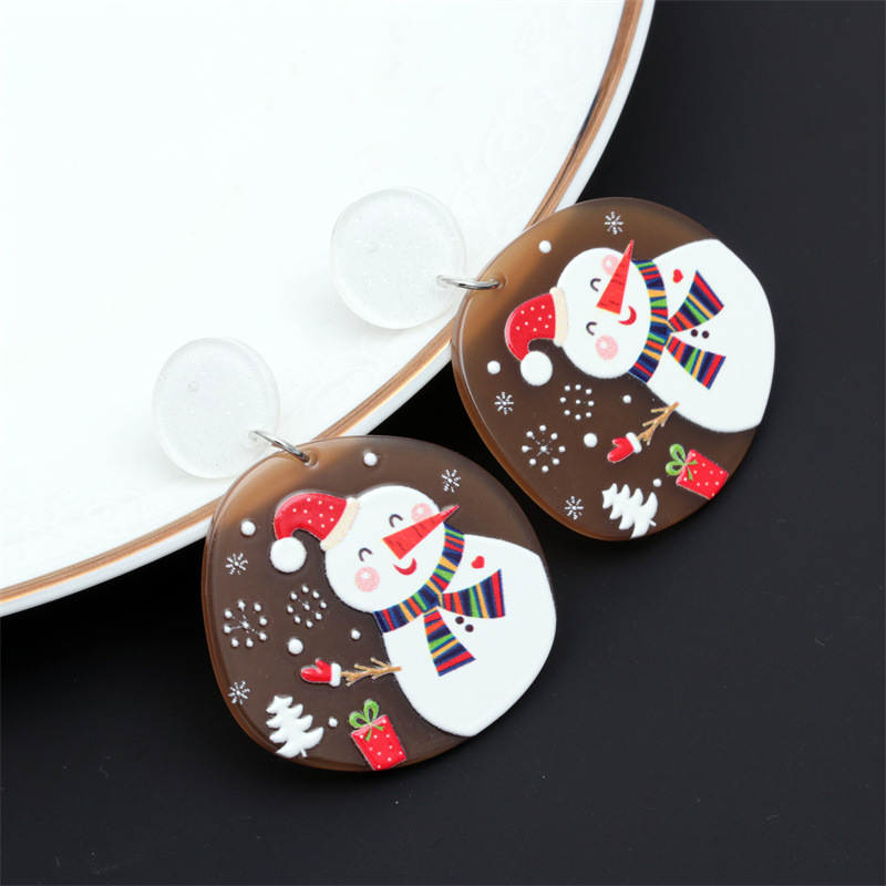 Women's Men's Fashion Snowman Acrylic Earrings Cartoon Pattern No Inlaid Drop Earrings display picture 4