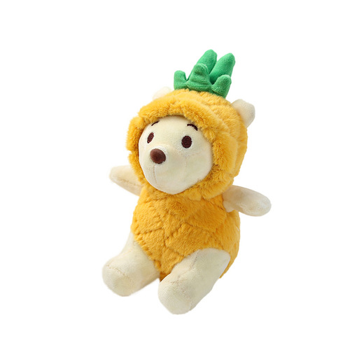 Internet celebrity pineapple bear plush pendant couple keychain plush toy bear bag pendant wholesale one piece drop shipping