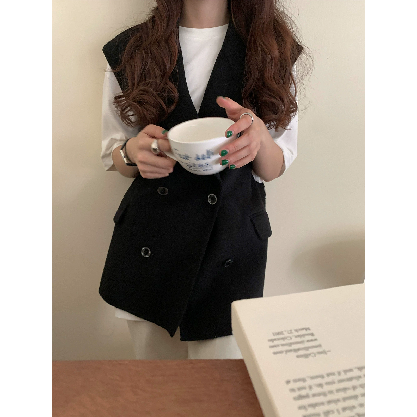 En oinbyin Корейское двубортное шерстяное пальто женское новое осенне-зимнее двустороннее шерстяное пальто без рукавов 2022 года