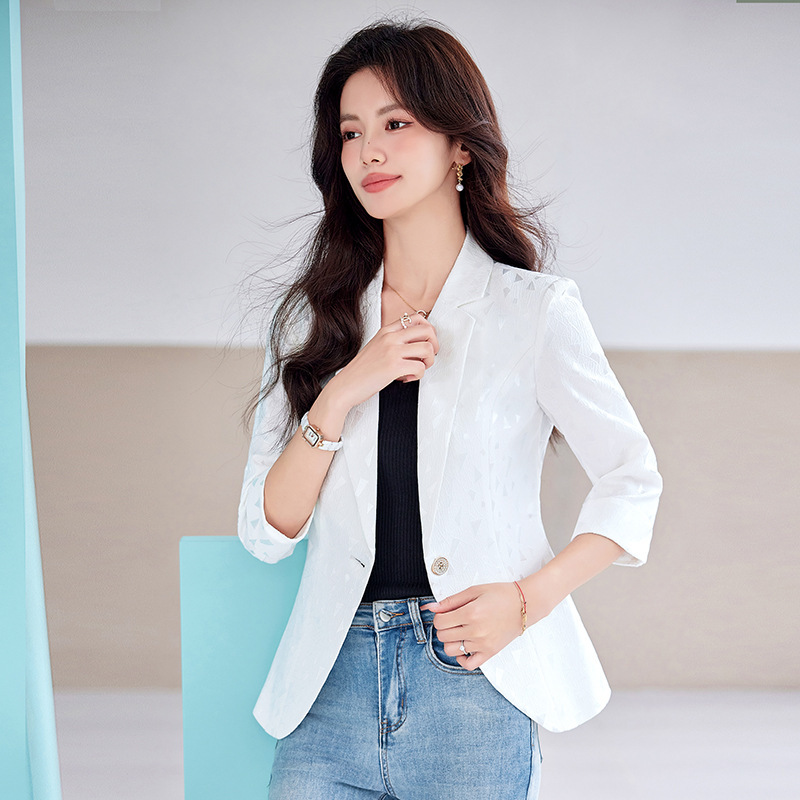 Short Small Suit Jacket Women's Seven-point Sleeve Summer New Slim-fit Elegant Top Small Western-style Thin Suit