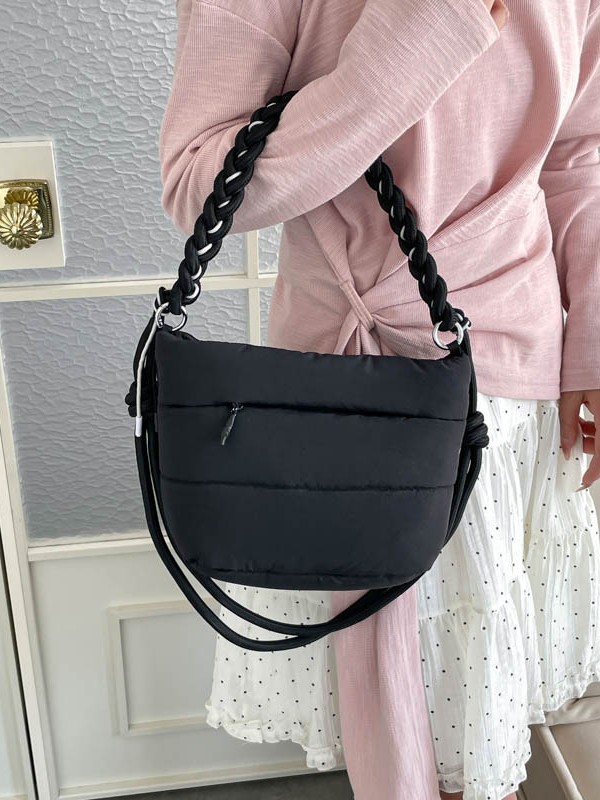 Bolso coreano nicho tejido hombro único bolso de brazo venta en caliente nueva sensación de alta calidad transfronteriza bolso de algodón ligero bolso de mochila