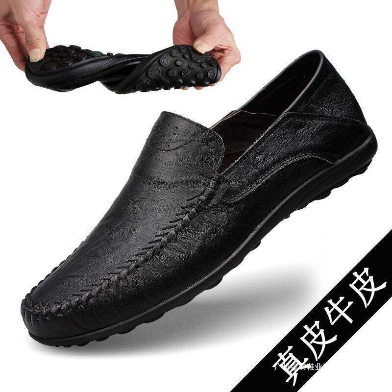 Foreign Trade Off-Size Men's Business Casual Leather Shoes, Four-Season Soft-Soled Slip-On Men's Shoes, Lazy Bean Shoes