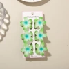 #8 Gradient Green [Set of 6 with Cards] 4cm Nao Inlaid with Plumeria Flowers