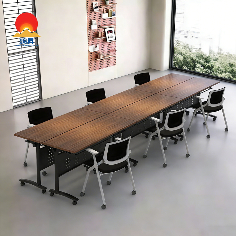 Folding Office Desk with Wheels, Multifunctional Office Desk, Double Long Desk, Reading Desk, Conference Desk, Training Desk
