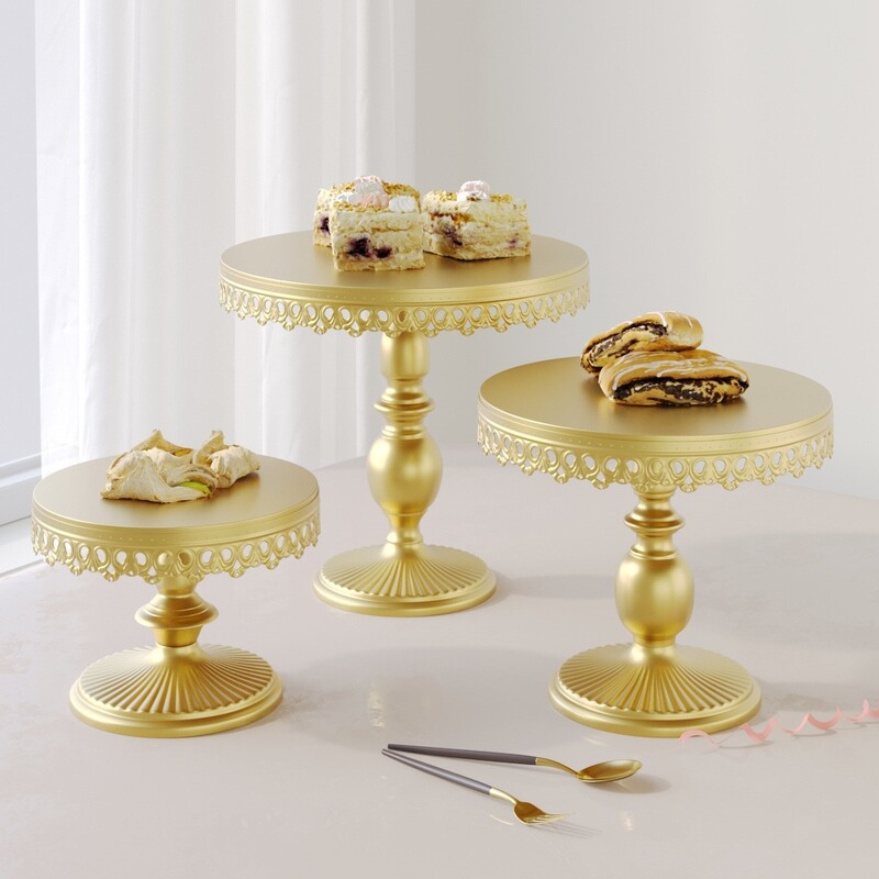Vintage Gold Dessert Stand Cupcake Pastry Candy Display Plate Gold Cake Stand Round Metal Cake Stand