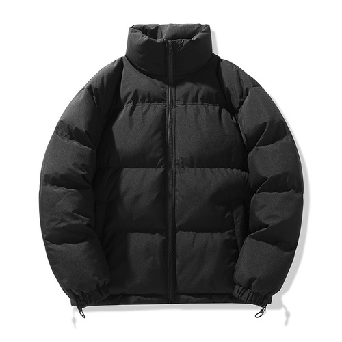 Down-filled cotton jacket for men with stand-up collar, thick winter outerwear, trendy brand, loose cotton coat, cold-resistant and warm bread coat for 2025 winter.