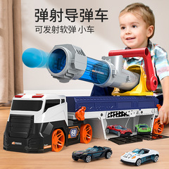Children's urban curved artillery projectile transport vehicle sound and light early education deformation track large truck boy toy