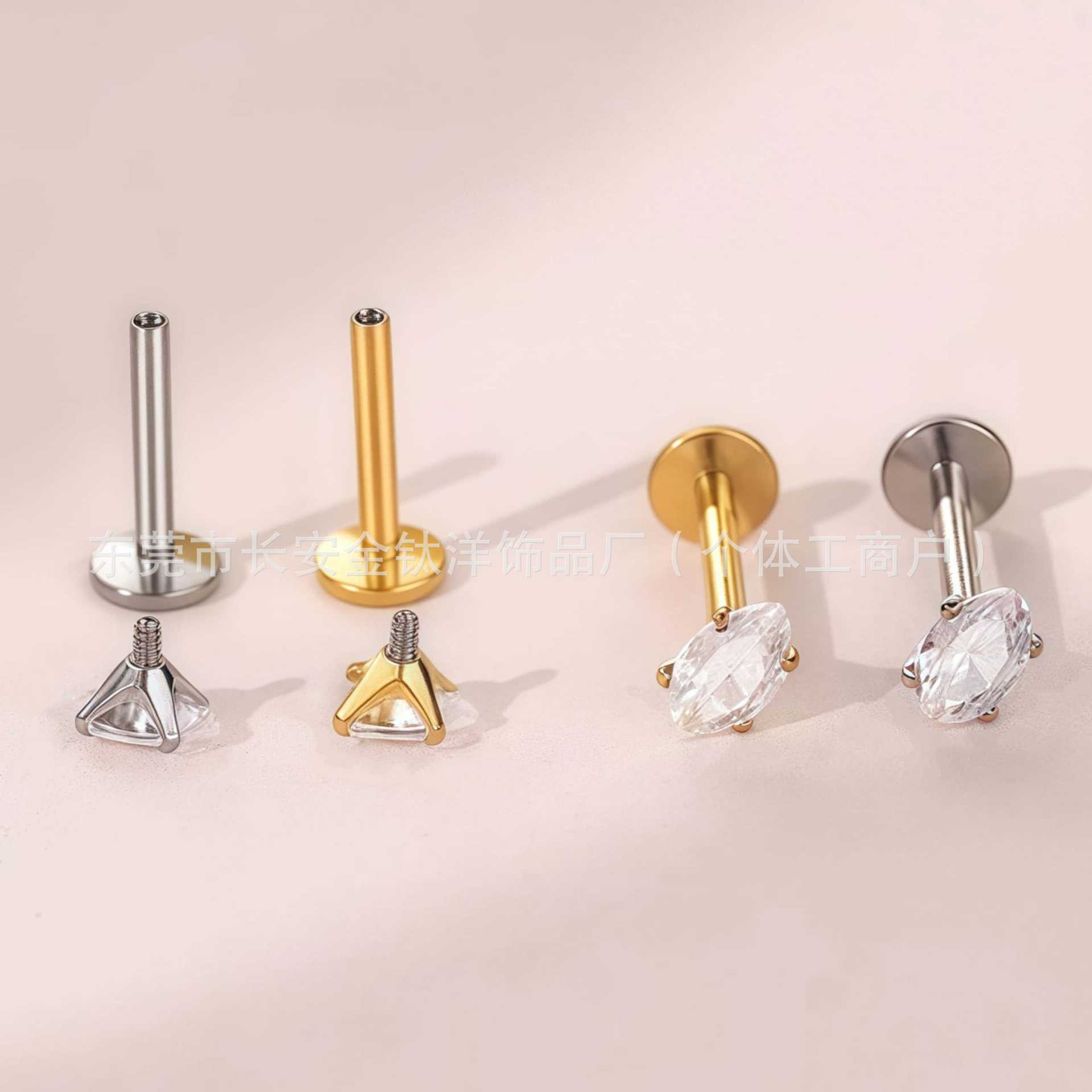 F136 Titanium 5A Pear-Shaped Zircon Nose Stud, Ear Bone Stud, Lip Stud, Ear Stud, Cochlear Stud, G23 Titanium Alloy Body Piercing Jewelry detail image 7