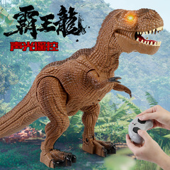Remote-controlled dinosaur toy with spray, life-sized Velociraptor model featuring sound and light effects—large-size, realistic Tyrannosaurus rex replica, electric-powered T-Rex available for wholesale