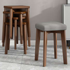 实木餐椅家用餐桌椅子现代简约小板凳客厅可叠放方凳书桌凳矮世兰