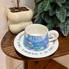 オリジナル油絵スタイルスイレンコーヒーカップ皿レトロコーヒーカップオープンイベントお土産プレゼントセット
