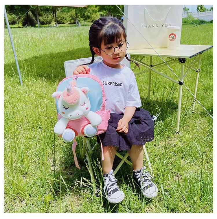 Unicornio 3D estereoscópico mochila juguete de peluche jardín de infantes caricatura lindo mochila portátil mochila temu