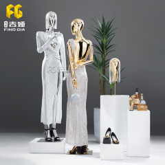 吉亜モデル道具婦人服店ショーウインドー展示棚メッキ全身半身人台平肩高級人形