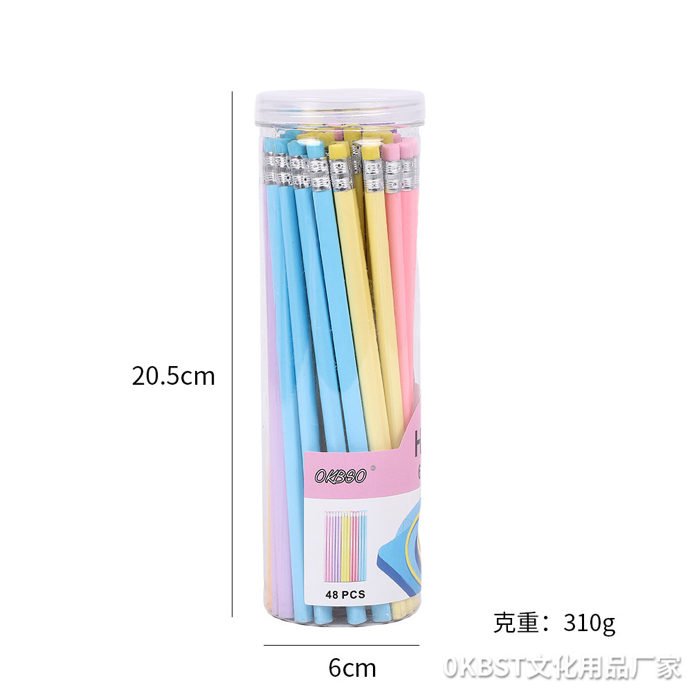 Cabeza de borracha de cinta de macarón estudiantes HB lápiz triangular 24 36 48 barriles de color