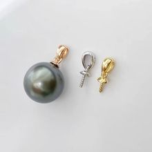 DIY珍珠配件厚镀真18K吊坠头项坠空托瓜子扣简约百搭配件8-14mm珠