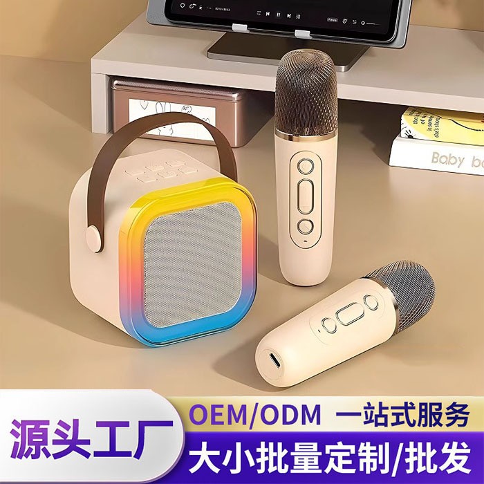 源头厂家音响新款蓝牙音箱双麦款家庭K歌卡拉OK