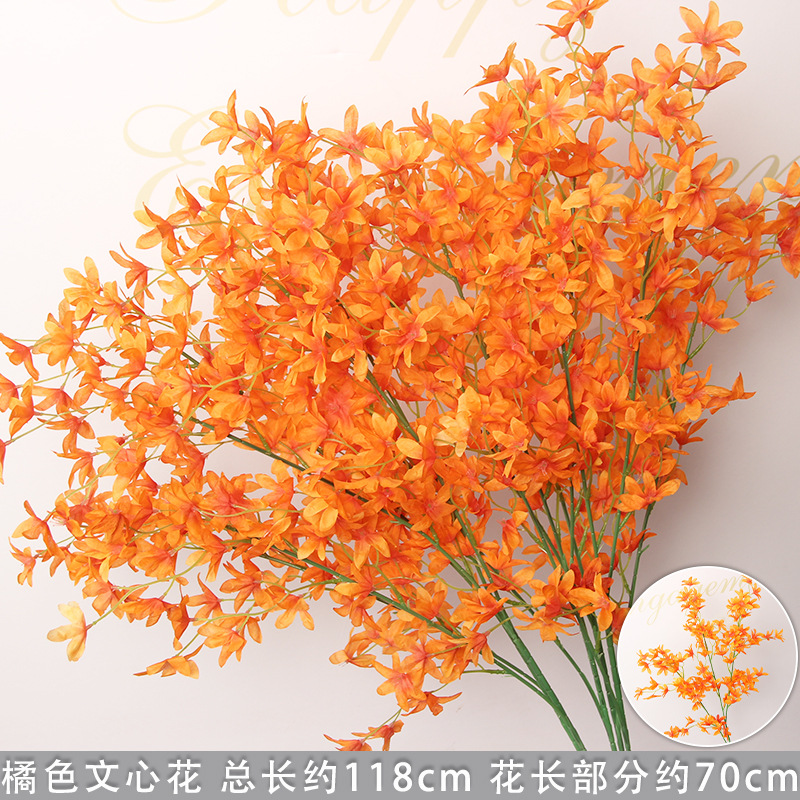 Flores de imitación naranja peonía naranja hortenida neblina orquídea flor flor de boda seda naranja
