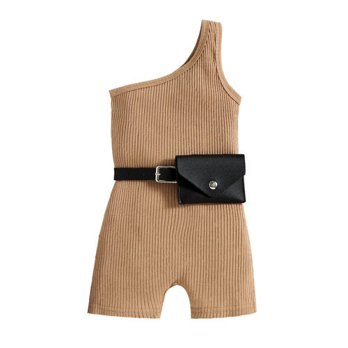 Baoxin foreign trade European and American children's clothing summer Amazon ins foreign single trendy single shoulder pit strip waist bag jumpsuit factory direct sales