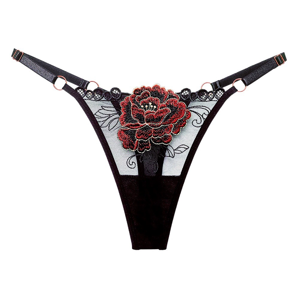 Японские вышитые цветочные пряности для девочек, стринги, дышащая сетка, сексуальный горячий регулируемый пояс с низкой талией, женское нижнее белье больших размеров