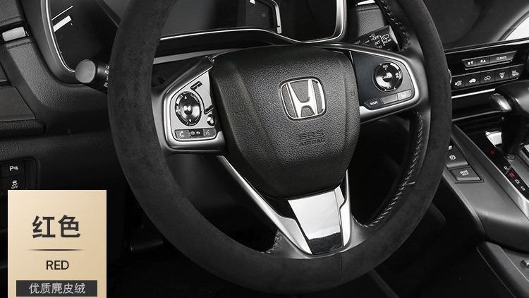 Unisex fur suede steering wheel cover, suitable for all seasons, sweat-absorbent, non-slip, breathable, warm, and stylish