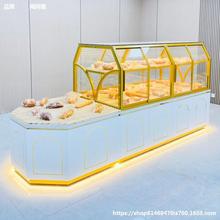 新款中式糕点展示柜中岛柜面包柜蛋糕店弧形不锈钢商用展示架