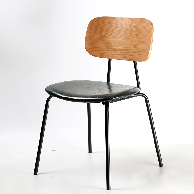 블랙 다리 + 다크그린 가죽 시트쿠션 + 라이트 월넛 컬러 후면 패널