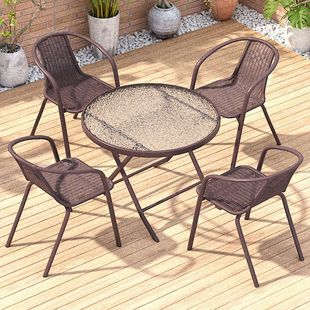Outdoor Table and Chair with Umbrella Combination Courtyard Open-Air Garden Table and Chair Three-Piece Set Home Outdoor Leisure Balcony Small Table and Chair