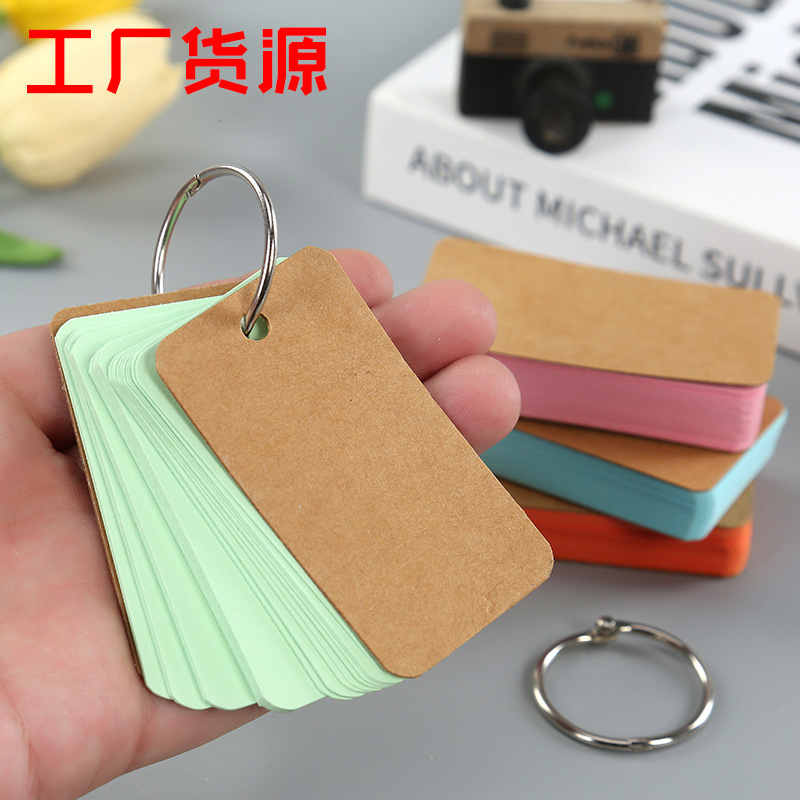 Foreign Trade Portable Notepad Multi-Color Portable Word Book Card Loose-Leaf Book Cute Blank Creative Ring Button Note Pad