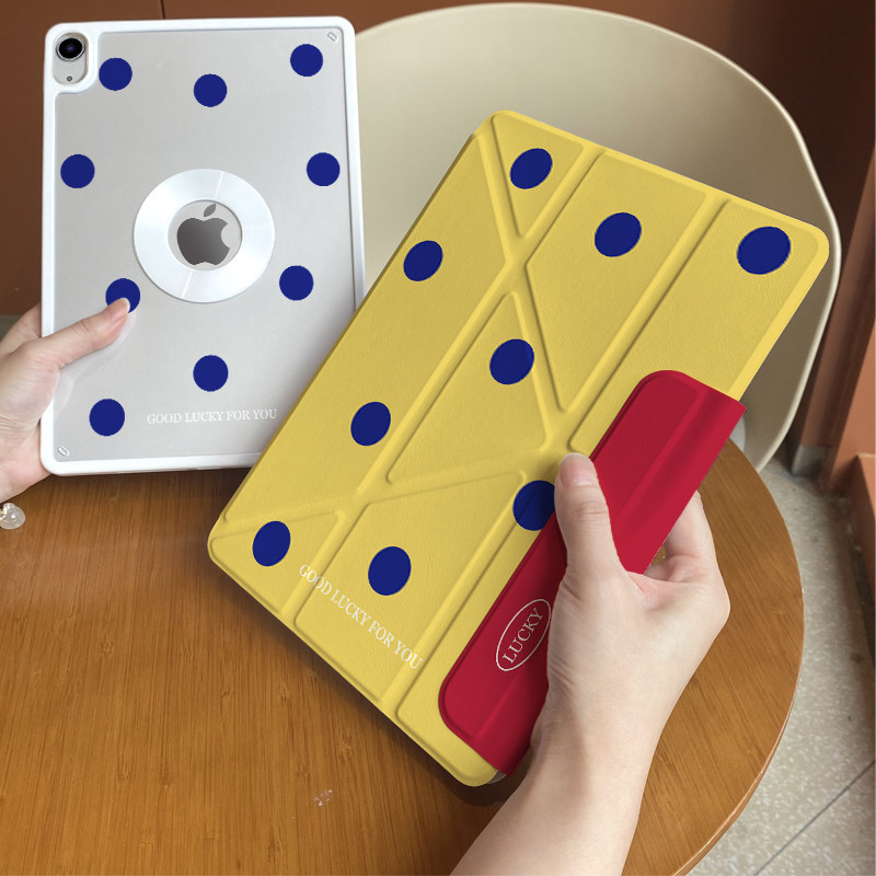 Korean-Style Yellow Polka Dot Protective Case for Apple iPad Tablet, Air Magnetic Detachable Mini Anti-Bending Pro 11inch Korean-Style Yellow Polka Dot Protective Case for Apple iPad Tablet, Air Magnetic Detachable Mini Anti-Bending Pro 11inch