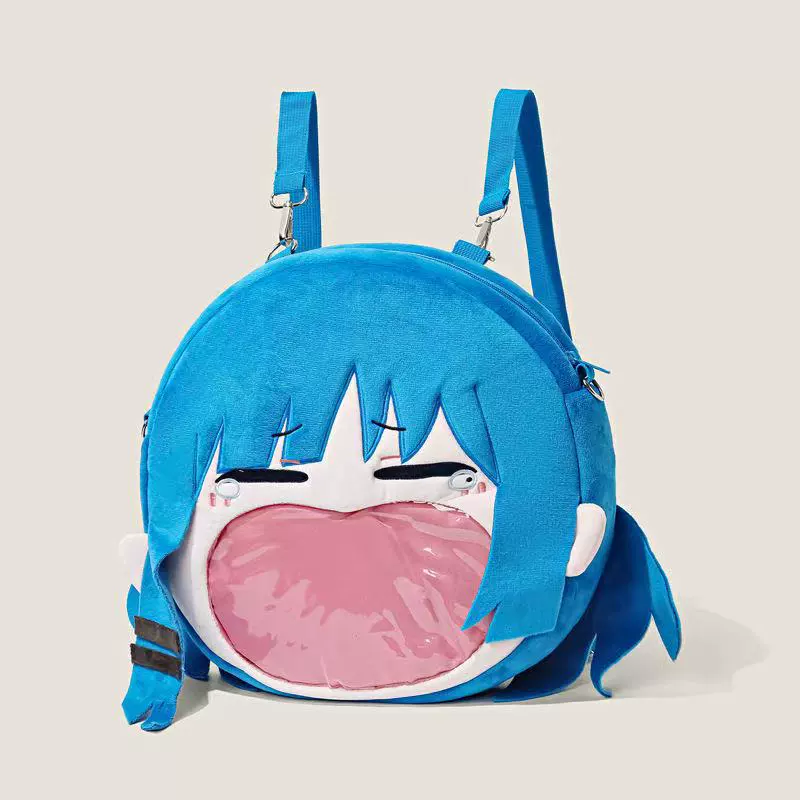 2D Pin Display Backpack, Anime Plush Front with Clear PVC Window, One Size (Hatsune Miku & Characters)