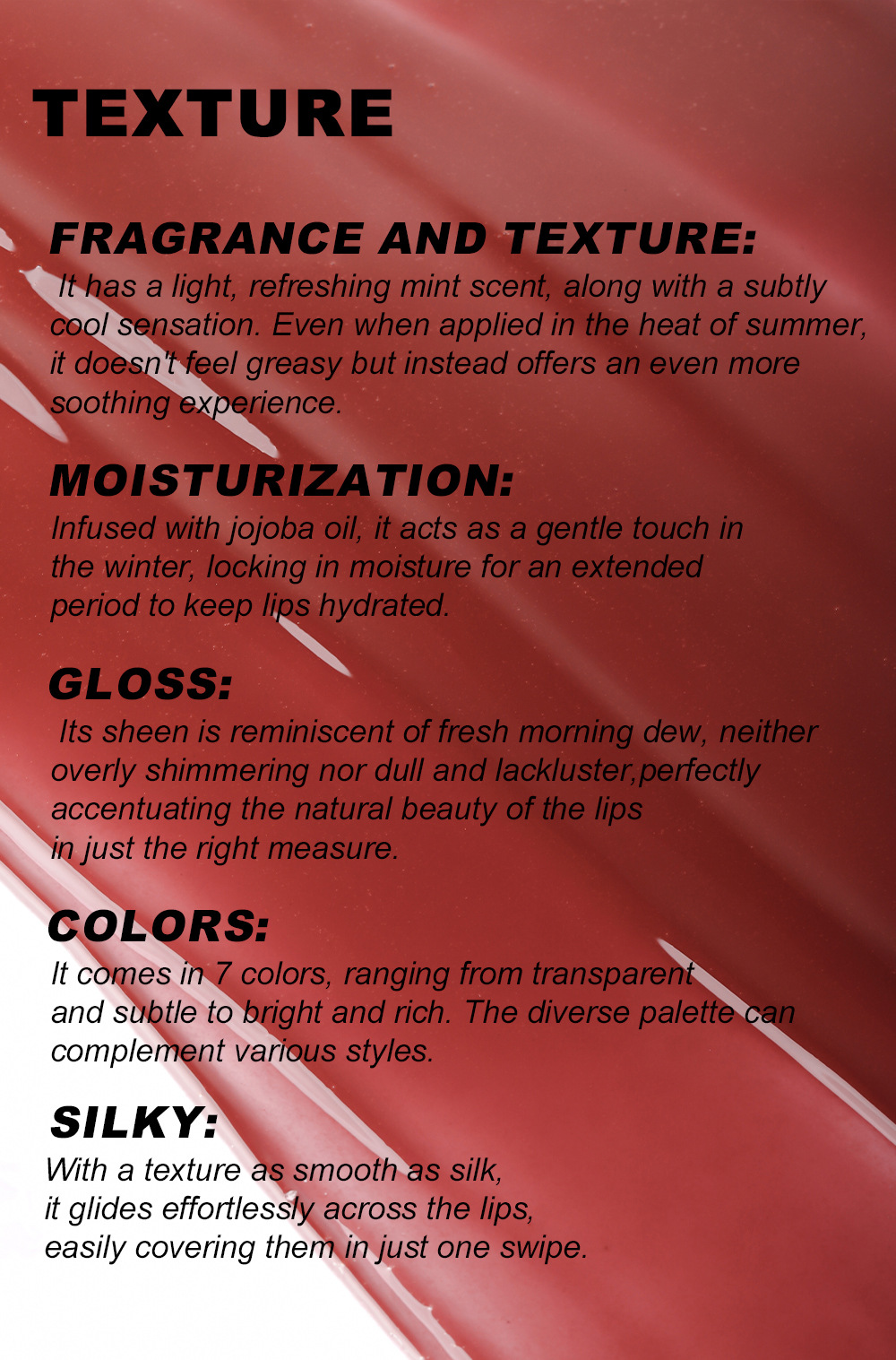 YOUNG VISION 7-color Lip Oil Mirror Water Gloss Lip Gloss Dudu Lip Liquid Lipstick Application Scenario
