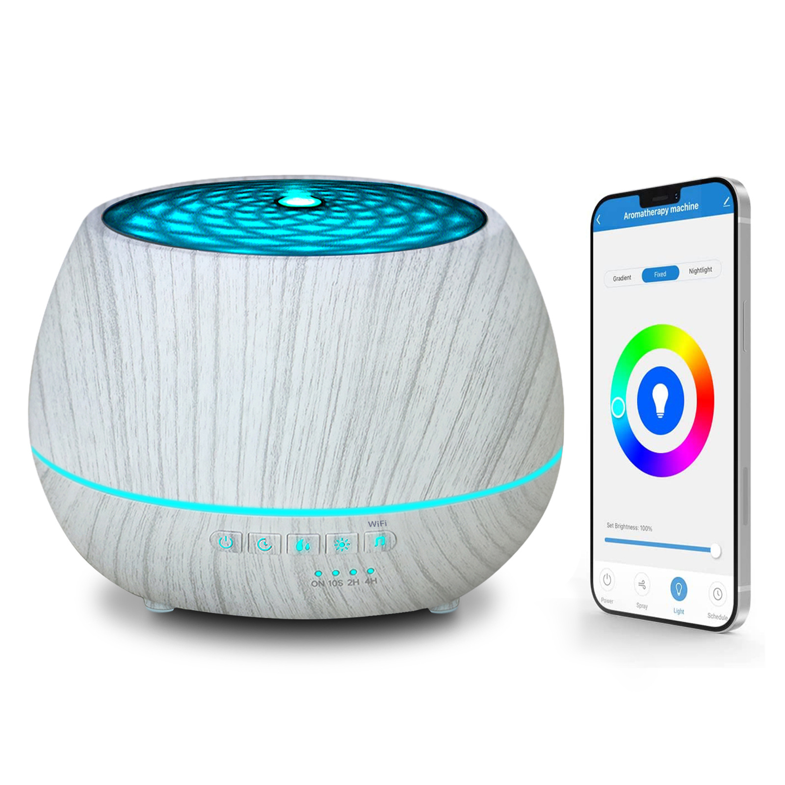 Cross-border new WiFi intelligent aroma diffuser voice wizard voice control 400ML bedroom colorful light humidifier