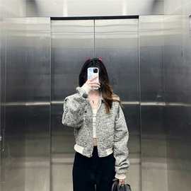香港小众设计感短款小香风外套女2025新款宽松高级感夹克上衣春秋