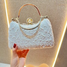 新款跨境宴会手拎包女名媛晚礼服搭百褶手提包大旗袍包斜挎晚宴包