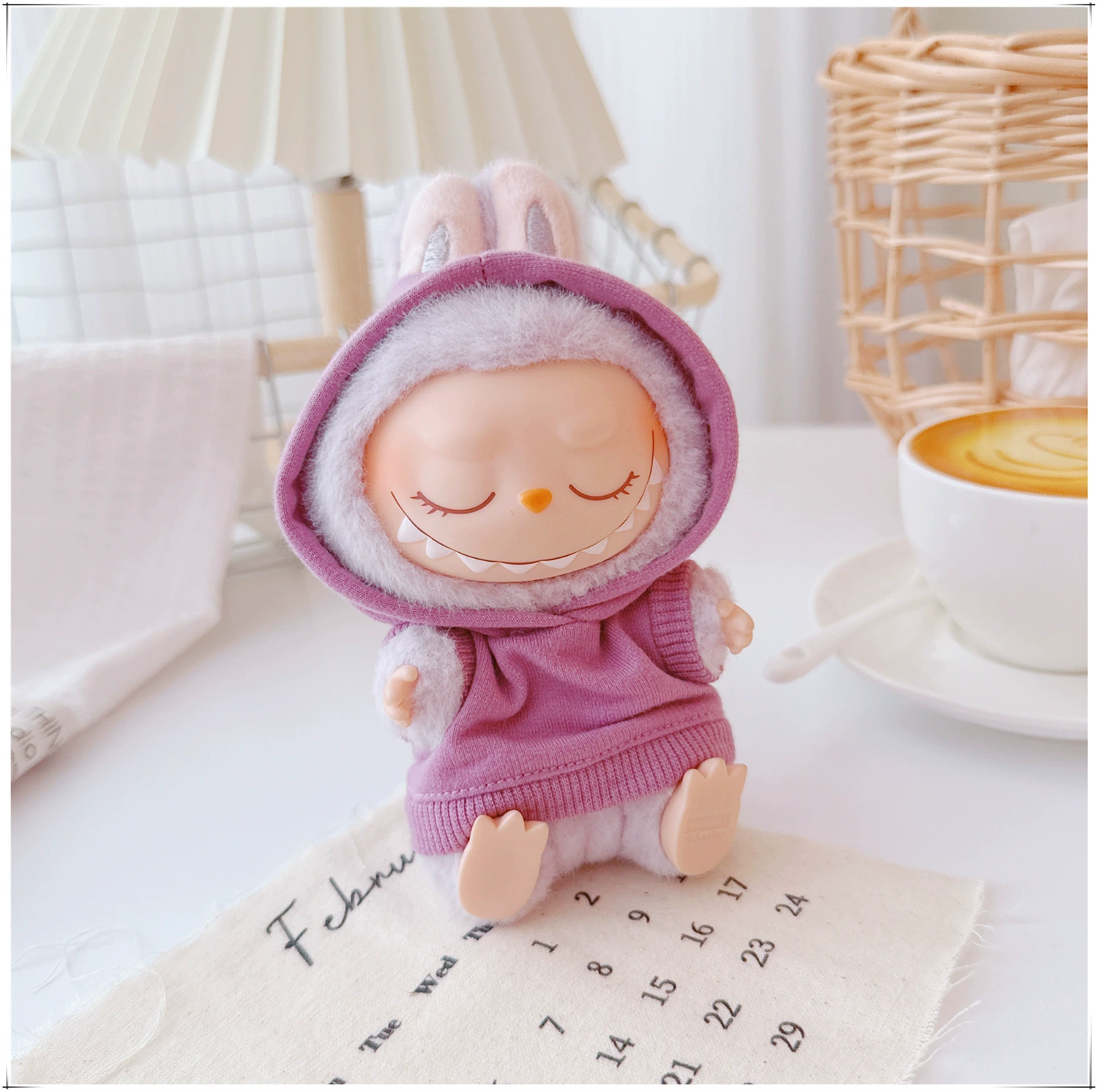 17см кукольная одежда Labubu, 10см хлопковая кукла Микки семейная черная, белая и серая модная толстовка худи штаны