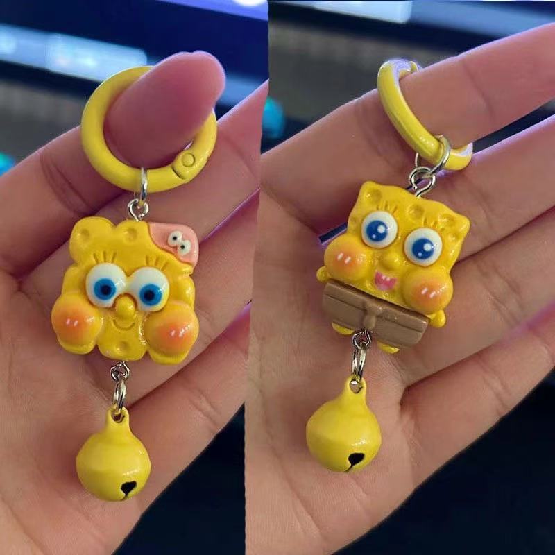 Bob Esponja Pi Estrella pareja encantadora campana de dibujos animados colgante niña accesorios bolsas escolares estudiantes amigos