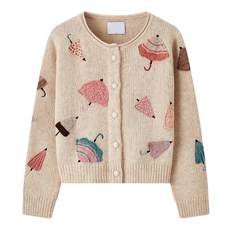 New Retro Crochet Multi-Color Umbrella Knitted Cardigan for Women in Autumn and Winter Gentle Wind Atmosphere Loose Sweater Jacket