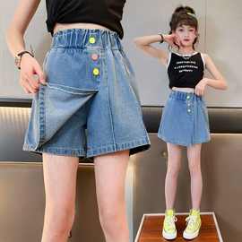 儿童牛仔短裤2025夏季新款洋气中大童假两件裙裤休闲女童牛仔裤潮