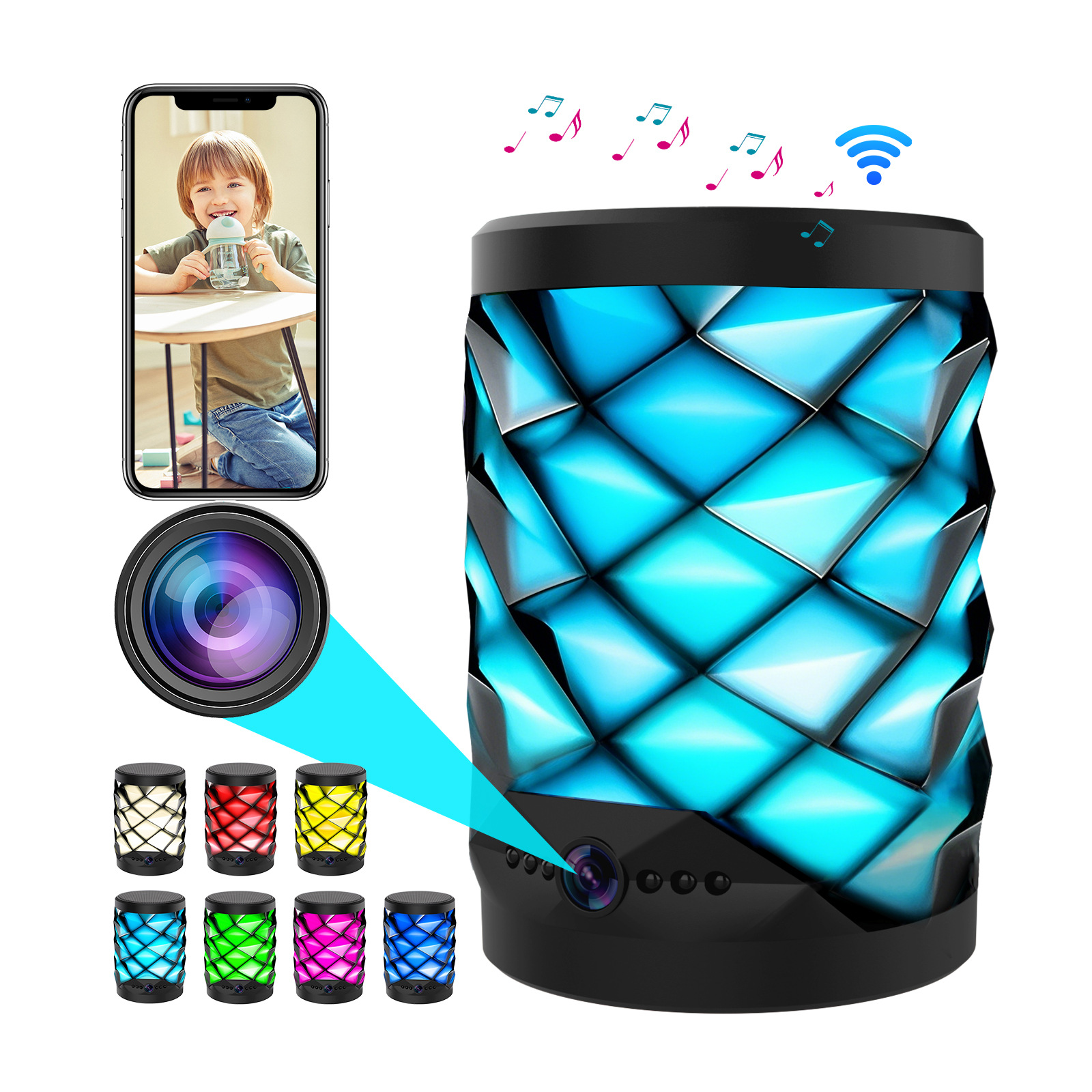 Z261080 P HD Wifi cámara Bluetooth altavoz monitoreo de seguridad para el hogar intercomunicador remoto bidireccional visión nocturna