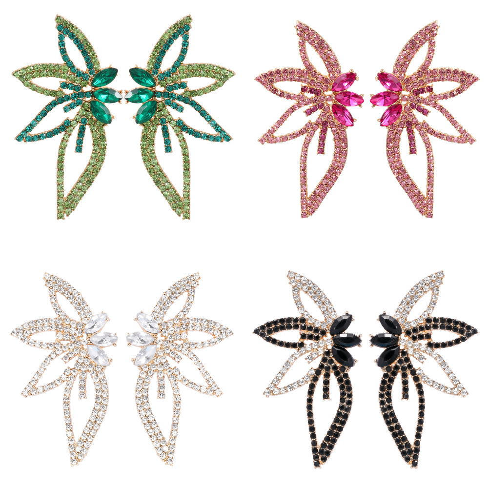 1 Paire Élégant Glamour Brillant Fleur Incruster Alliage Diamant Artificiel Boucles D'oreilles display picture 1