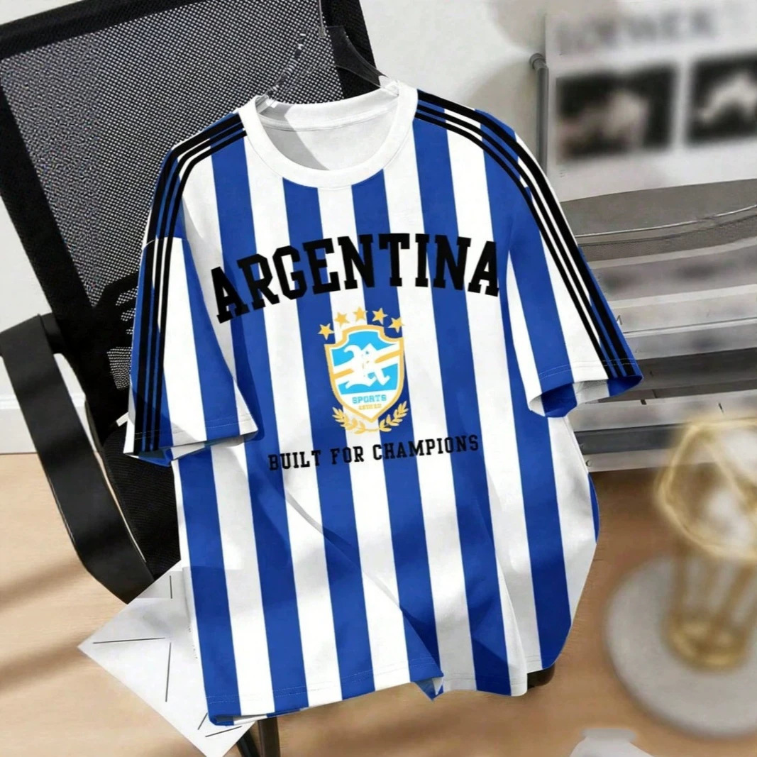Camisetas de fútbol argentinas con letras y rayas impresas en Argentina Ideal para los aficionados al fútbol