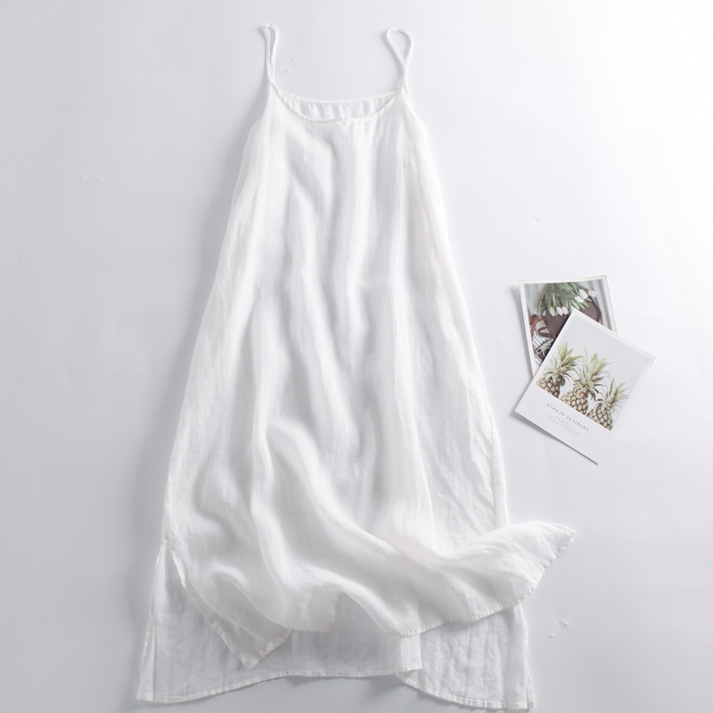 Foreign Trade Brand Tail Goods Women's Summer Thin Cotton and Linen Sleeveless Suspender Dress Bottoming Mid-length Inner Vest Dress